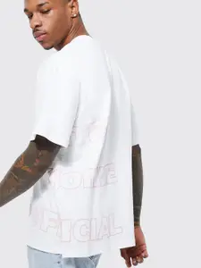 boohooMAN Oversized Placement Print Drop-Shoulder Sleeves Pure Cotton Longline T-shirt