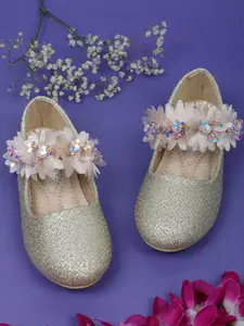 Baby Moo Girls Embellished Textured Party Ballerinas
