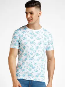 Urbano Fashion Floral Printed Slim Fit Pure Cotton T-shirt