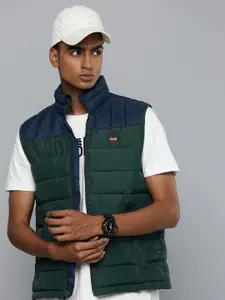 Levis Mock Collar Sleeveless Colourblocked Padded Jacket With Packable Pouch