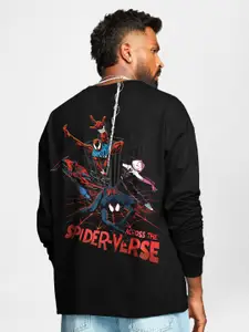 The Souled Store Black & Red & Blue Spider-Man Printed Oversized Pure Cotton T-shirt