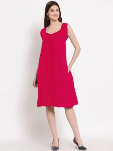 PATRORNA Square Neck Sleeveless Cotton A-Line Dress
