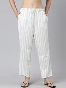 Enamor Women Striped Cotton Lounge Pants