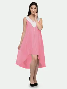 PATRORNA V-Neck Lace Insert A-Line Dress