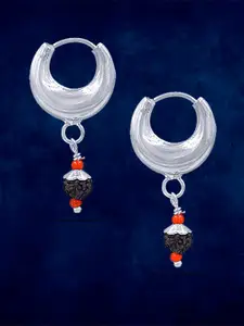 Taraash 925 Sterling Silver Rudraksha Hoop Earrings
