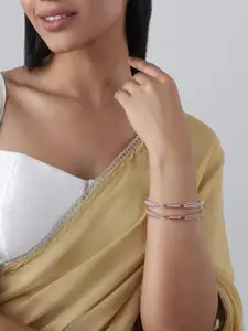 Kushal's Fashion Jewellery Set Of 2 Rose Gold-Plated Stone Studded Bangles