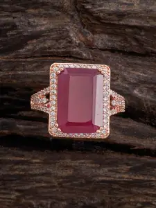 Kushal's Fashion Jewellery Rose Gold-Plated Cubic Zirconia Studded Adjustable Finger Ring