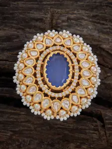 Kushal's Fashion Jewellery Kundan Studded Adjustable Finger Ring