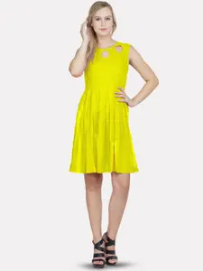 PATRORNA Gathered Or Pleated Cotton A-Line Dress