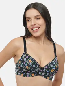 Triumph Floral Printed Lightly Padded Non-Wired T-Shirt Bra All Day Comfort