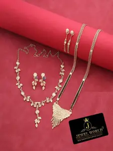 JEWEL WORLD Gold-Plated Mangalsutra With Necklace & Earrings