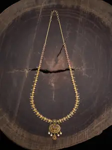 Kushal's Fashion Jewellery Gold-Plated CZ Studded Antique Necklace