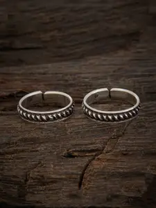 Kushal's Fashion Jewellery Set Of 2 Rhodium-Plated Toe Rings
