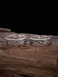 Kushal's Fashion Jewellery Set Of 2 92.5 Silver Ethnic Toe Ring