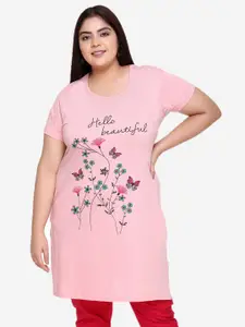 IN Love Floral Printed Cotton Longline Lounge Tshirts