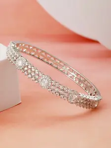 Saraf RS Jewellery Silver-Plated American Diamond Studded Bangle-Style Bracelet