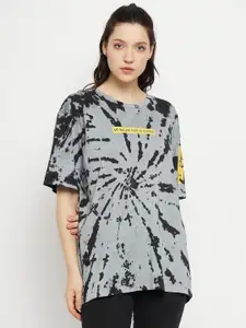 EDRIO Tie & Dye Drop Shoulder Sleeves Cotton Oversized T-shirt