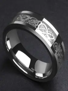 MEENAZ Men Set Of 2 Silver-Plated Band Finger Rings