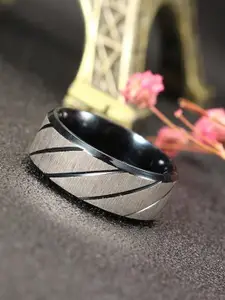 MEENAZ Men Set Of 2 Silver-Plated Band Finger Rings