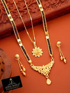 JEWEL WORLD Gold-Plated Mangalsutra With Necklace & Earrings