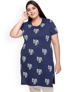 IN Love Floral Printed Longline Cotton Lounge T-Shirt