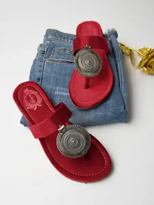 Shoetopia Ethnic Embellished One Toe Flats