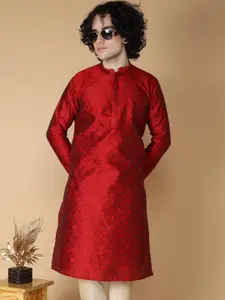 NAMASKAR Floral Woven Design Mandarin Collar Kurta
