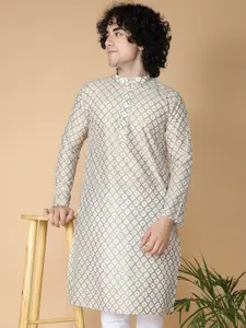 NAMASKAR Geometric Woven Design Cotton Kurta
