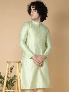 NAMASKAR Ethnic Motifs Woven Design Jacquard Kurta