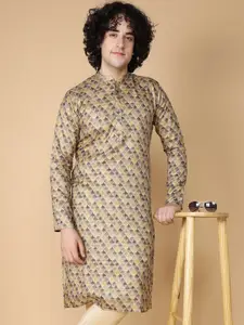 NAMASKAR Abstract Printed Silk Kurta