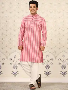 House of Pataudi Striped Pure Cotton Kurta