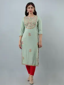 KALINI Ethnic Motifs Embroidered Thread Work Kurta