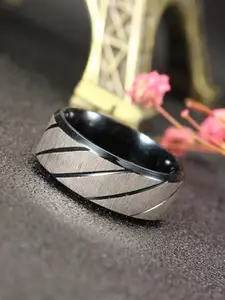 MEENAZ Men Set Of 2 Silver-Plated Band Finger Rings