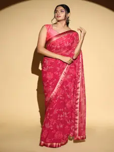 Atulyam Tex World Floral Poly Georgette Saree With Blouse Piece