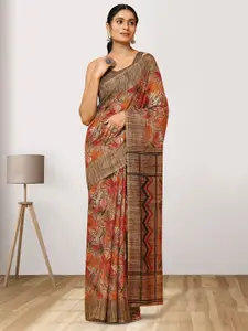 RACHNA Floral Printed Linen Blend Saree