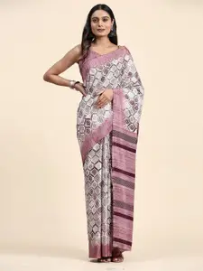 RACHNA Geometric Printed Poly Crepe Saree