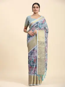 RACHNA Floral Printed Zari Saree