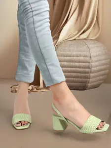 ELLE Square Toe Block Heels With Backstrap