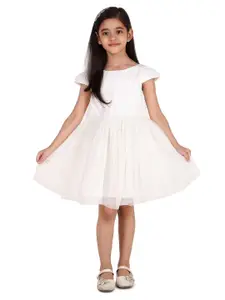 Miyo Girls Cap Sleeves Gathered Or Pleated Fit & Flare Dress