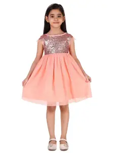 Miyo Girls Sequinned Embellished Fit & Flare Dress