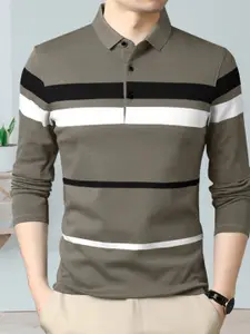 Eyebogler Striped Polo Collar Cotton T-shirt