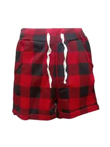 CELEBRITY CLUB Girls Checked Mid-Rise Cotton Shorts
