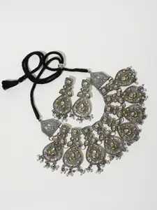 XPNSV Oxidised Necklace With Earrings