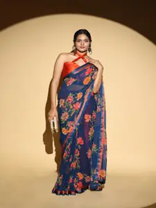 Atulyam Tex World Floral Printed Poly Georgette Saree