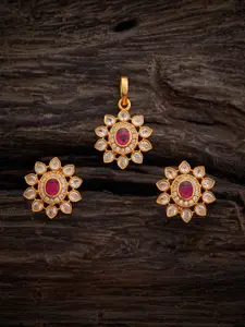 Kushal's Fashion Jewellery Stone Studded Pendant Set