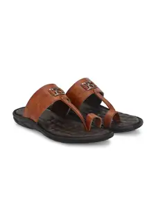Azzaro Black Men Embellished One Toe Comfort Sandals