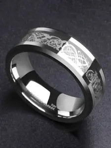 MEENAZ Unisex Set Of 2 Silver-Plated Stainless Steel Finger Rings