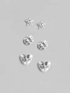 Zavya Rhodium-Plated Contemporary Studs Earrings