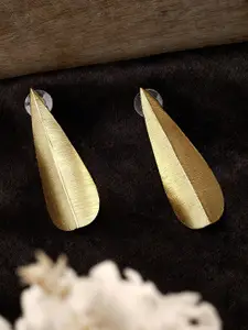 ATIBELLE Gold-Plated Leaf Shaped Drop Earrings