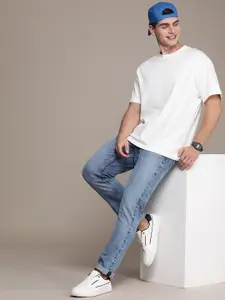 WROGN Men Mid-Rise Straight Fit Light Fade Stretchable Jeans